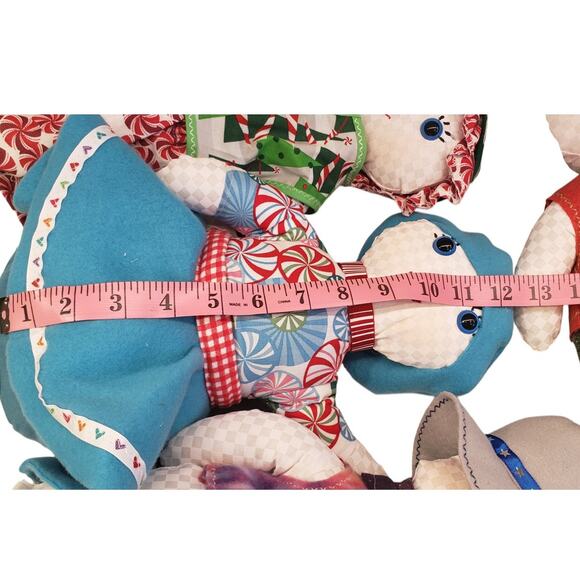 Vintage Handmade Snowman Dolls Plush 12" Merry Christmas - Picture 9 of 10